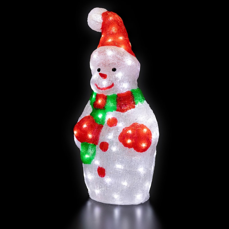 25" Lighted Commercial Grade Acrylic Christmas Snowman Display Decor - White