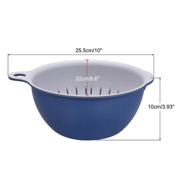 dimension image slide 1 of 4, Kitchen Strainer Colander Bowl Set, Medium Double Layer Drain Basket - 25.5cm x 22cm x10cm