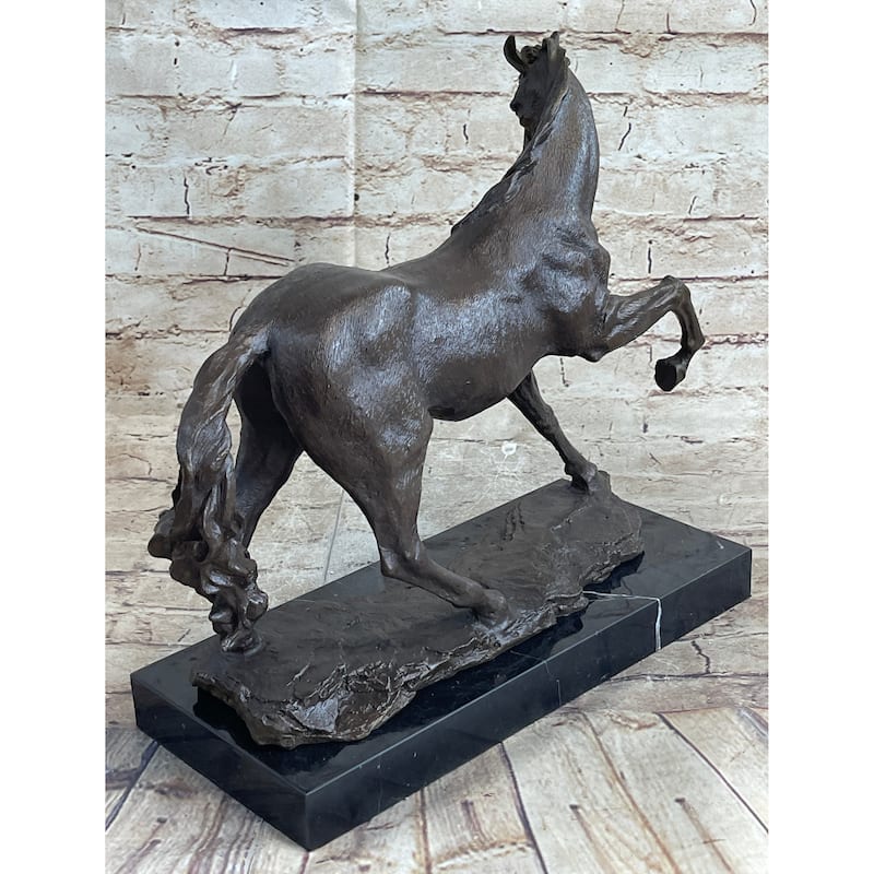 Signed Original Arabian Horse Bronze Sculpture Modern Art Marble Figurine Figure