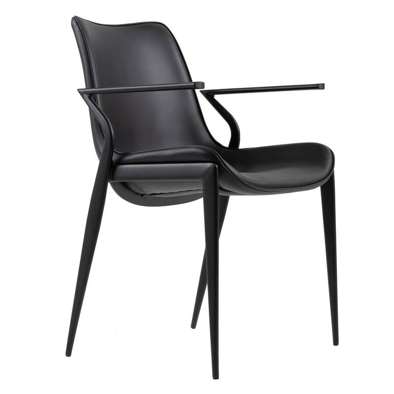 Modrest Osprey Modern Black Vegan Leather Dining Chair (Set of 2)