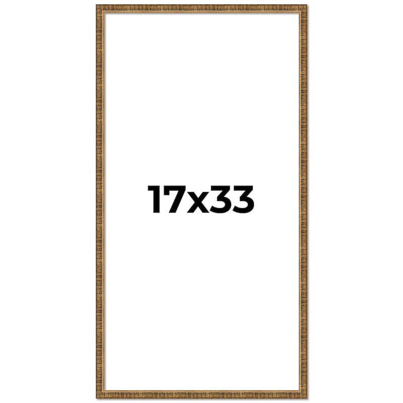 17x33 Frame Gold Solid Wood Picture Frame - Complete Modern Photo
