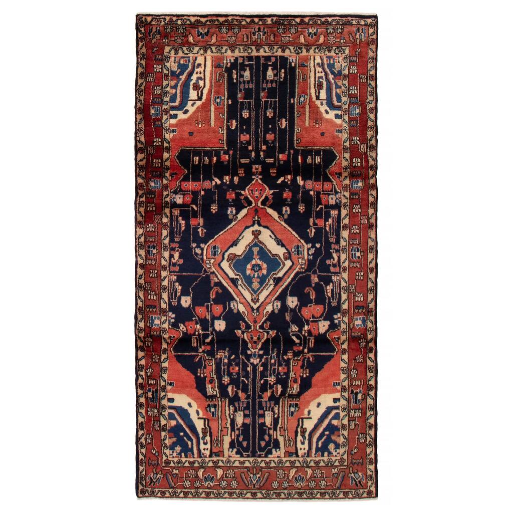 ECARPETGALLERY Hand-knotted Andelz Navy Wool Rug - 4'9 x 9'5