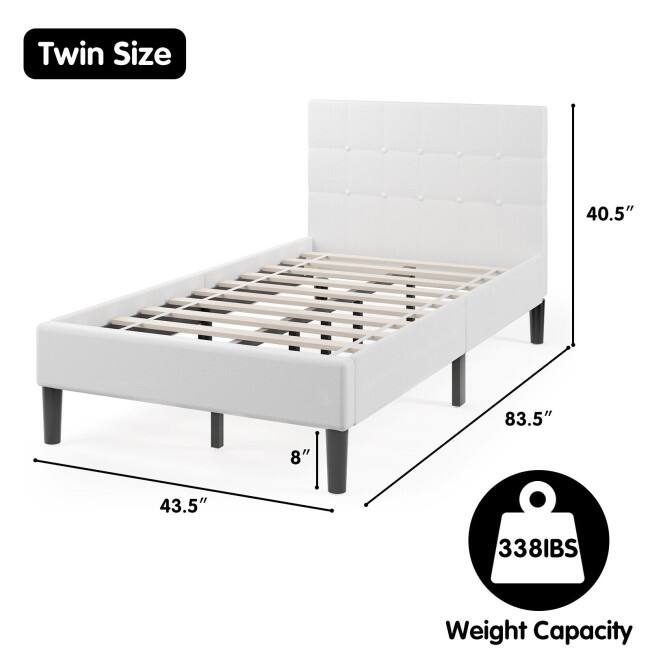 Platform Bed with Button Tufted Headboard