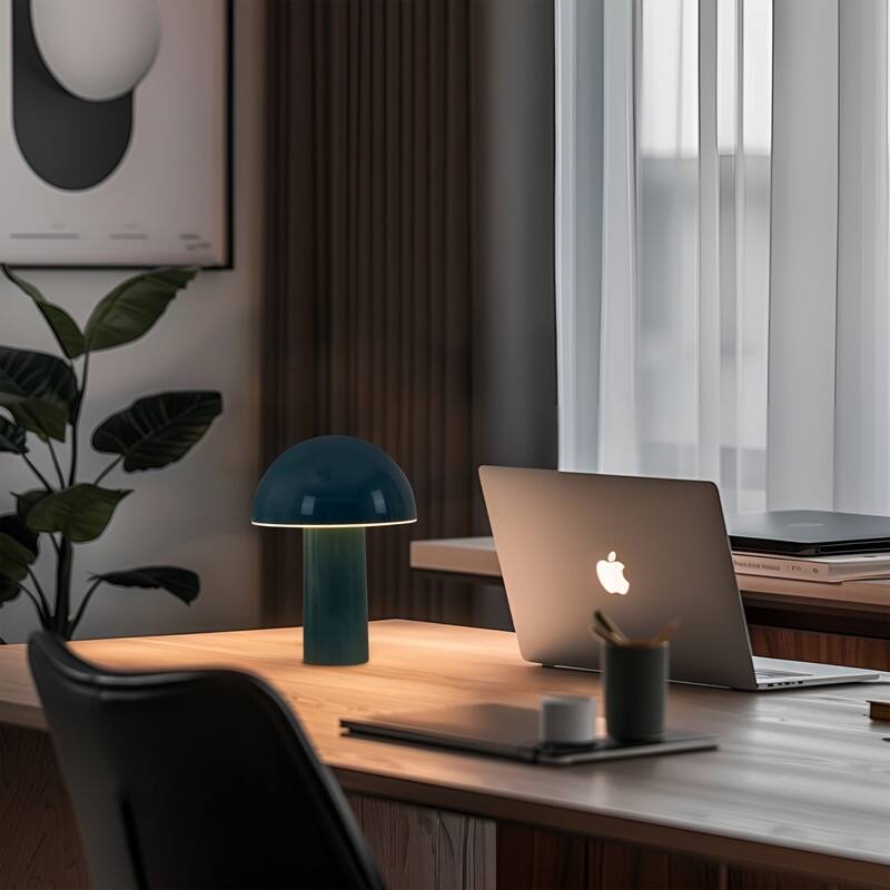 Brightech Celia LED Glossy Modern Round Dome Dimmable Cordless Portable Rechargeable Bedside Nightstand Desk Lamp