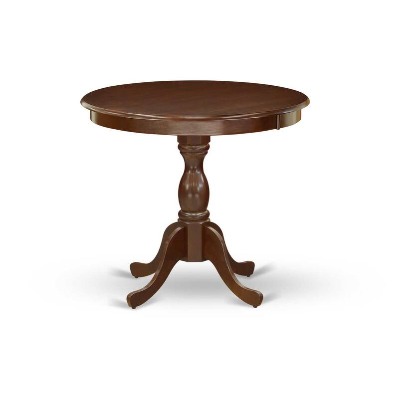 3-Piece Mahogany Finish Solid Wood Top - Round Dining Room Set - Seats 4