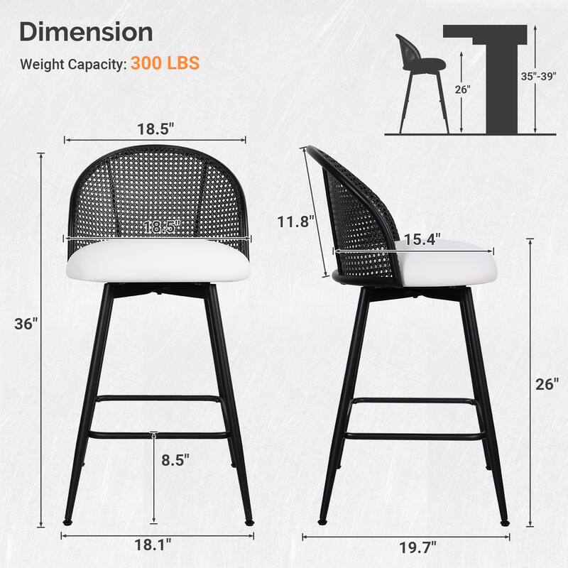 26"/29" Swivel Barstools Counter Height Bar Stool w/ Metal Legs