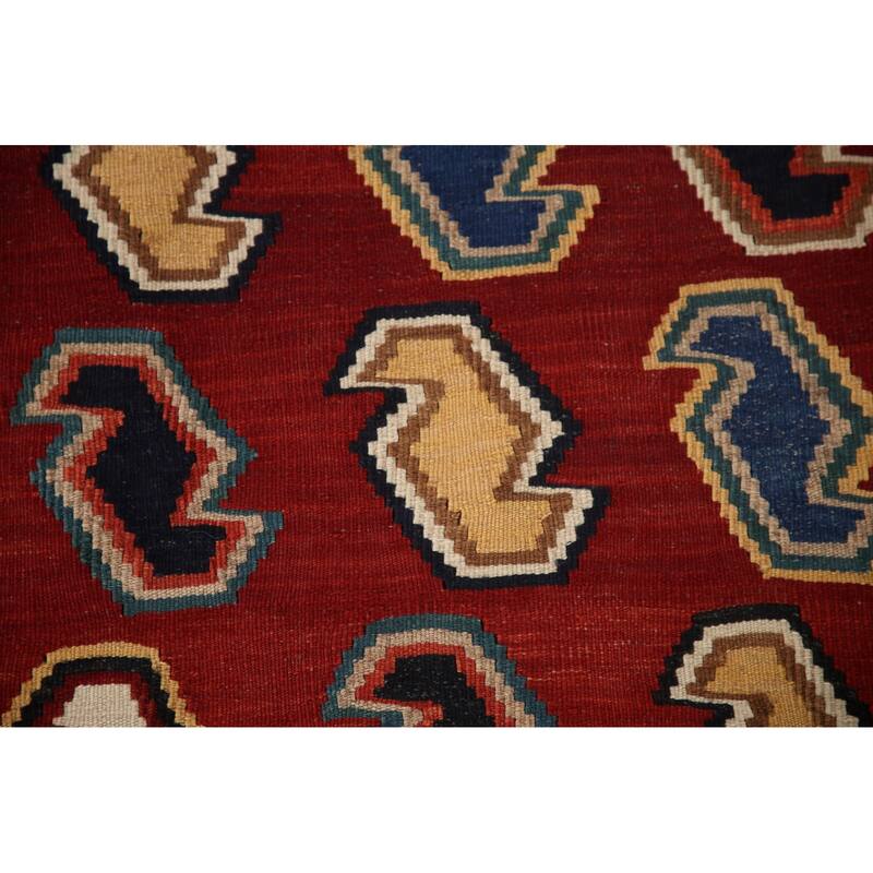 Vegetable Dye Kilim Persian Vintage Area Rug Flatweave Wool Carpet - 5'0"x 8'2"