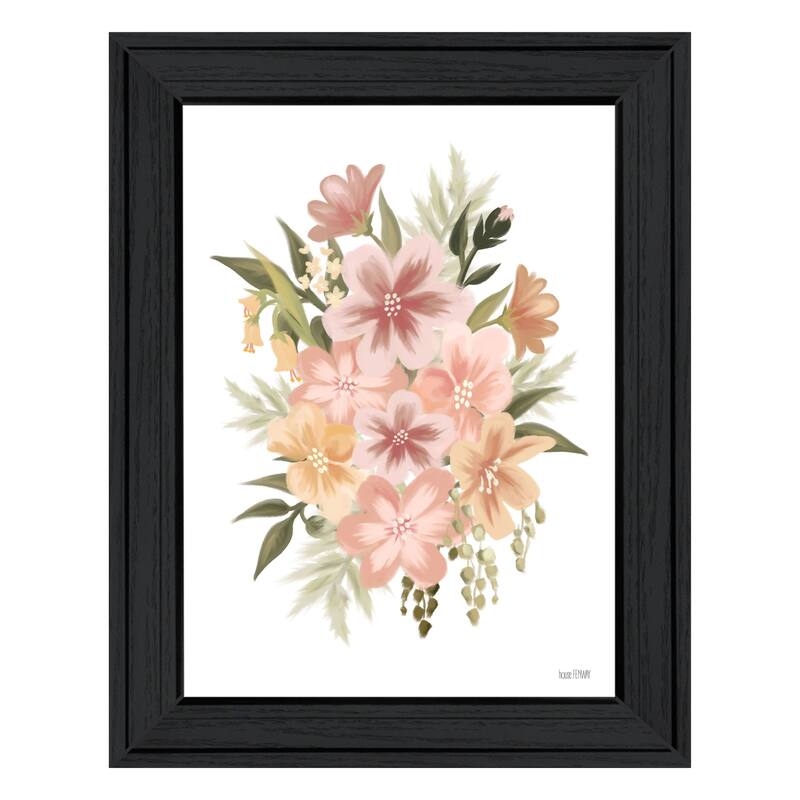 TrendyDecor4U Contemporary "Peachy Petals" Framed Print Wall Art