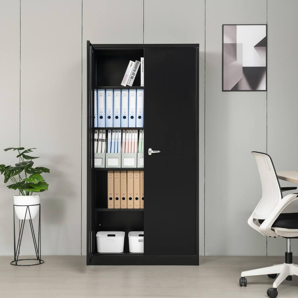 Metal Storage Cabinet with Durable Black Steel Design