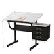 Nestfair Adjustable Drafting Drawing Table with Stool and 3 Drawers ...