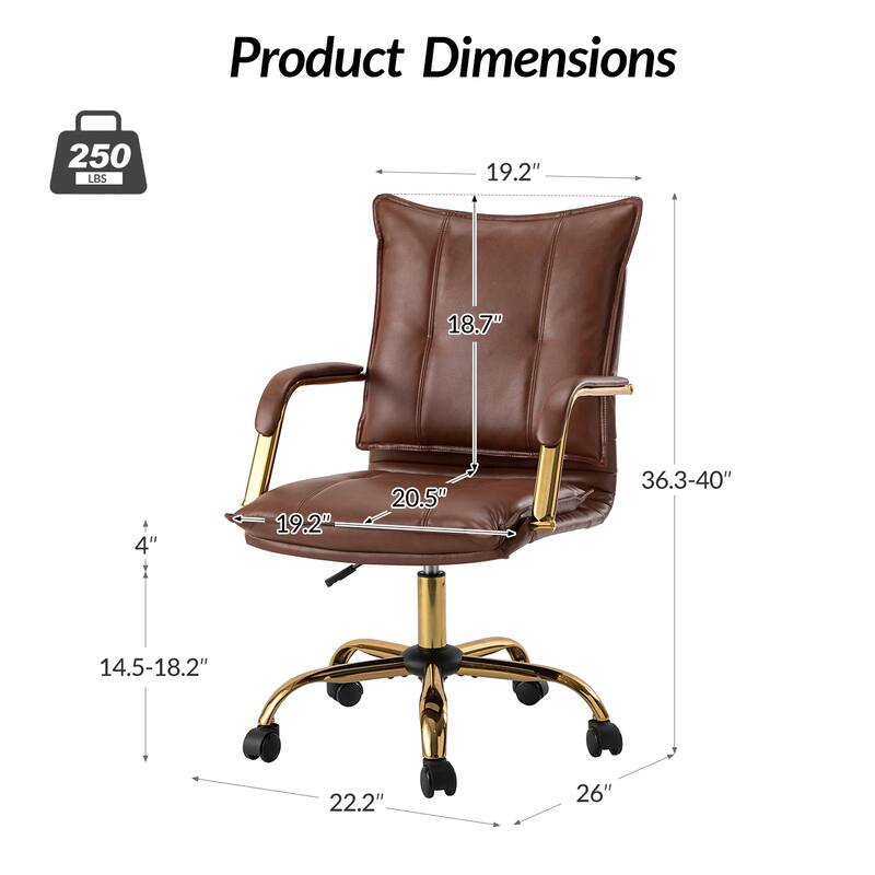 Zarina Modern Faux Leather Swivel Office Desk Chair with Height-adjustable by HULALA HOME
