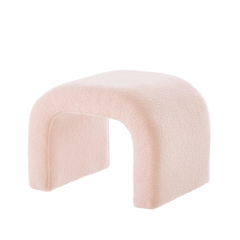 Set of 3 U-Shaped Modern Bench Teddy Ottoman Bench for Entryway, Bedroom End of Bed, Set of 3 Small Sofa Footrest Extra Seating
