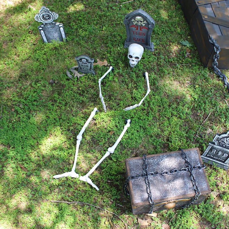 Haunted Hill Farm 2.8-ft. Ground-Breaking Skeleton, Indoor/Outdoor Halloween Decoration