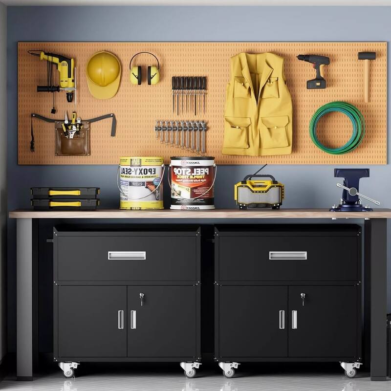 Metal Garage Cabinets, Rolling Tool Cart Boxes with Wheels