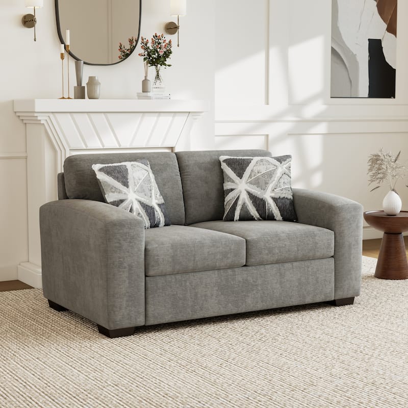 Roundhill Furniture Arden Living Room Chenille Upholstered Loveseat, Posh Gray - N/A