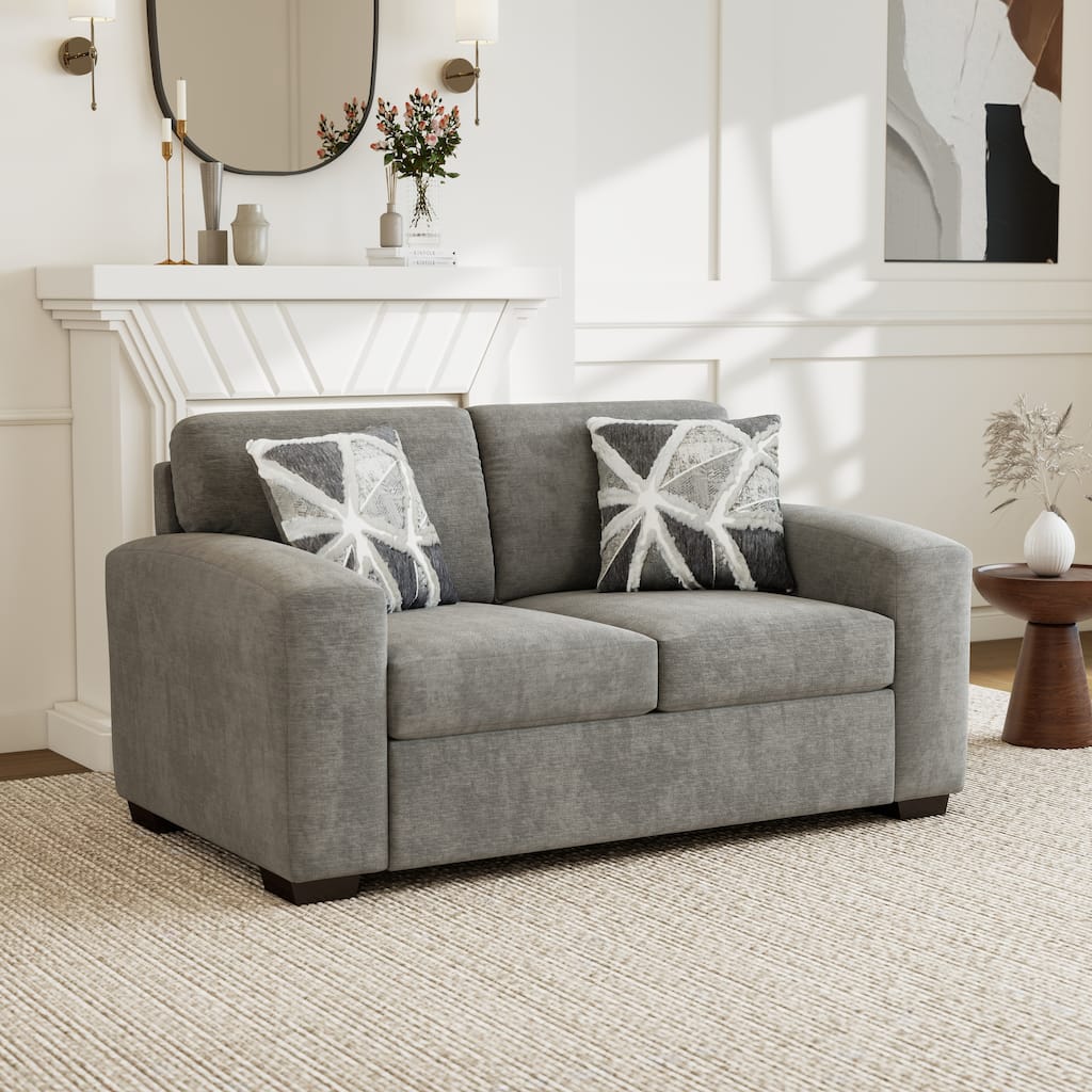 Roundhill Furniture Arden Living Room Chenille Upholstered Loveseat, Posh Gray - N/A