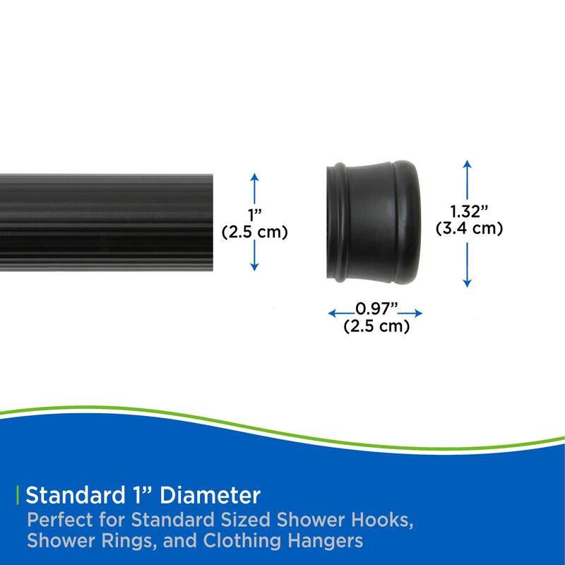 Kenney Twist & Fit No Tools Spring Tension Utility Closet or Shower Curtain Rod, 42-72"