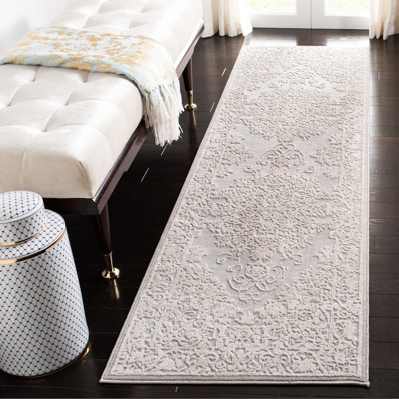 SAFAVIEH Reflection Euna Charming Oriental Rug - 2'3" x 10' Runner - Light Grey/Cream
