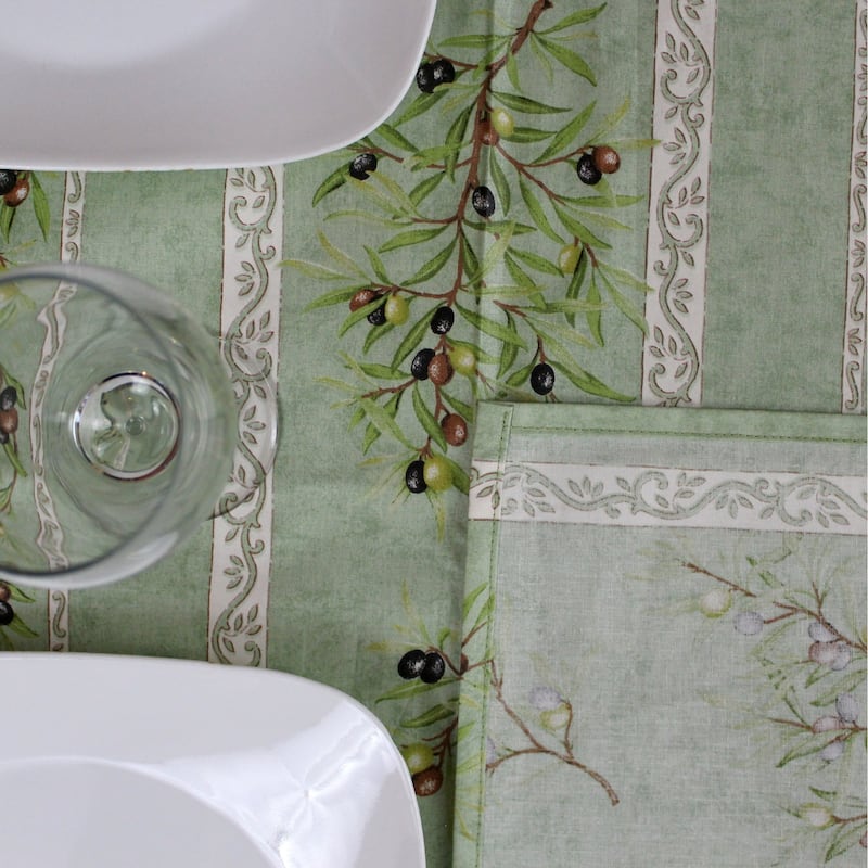 Wipeable Spill Resistant Provencal Cotton Cannes Collection Tablecloth