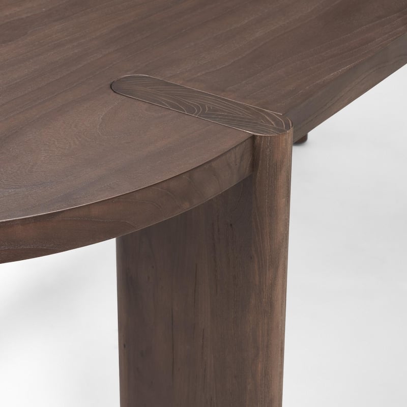 Sohan Dark Elm Wood Oval Dining Table - 91.0L x 38.0W x 30.0H
