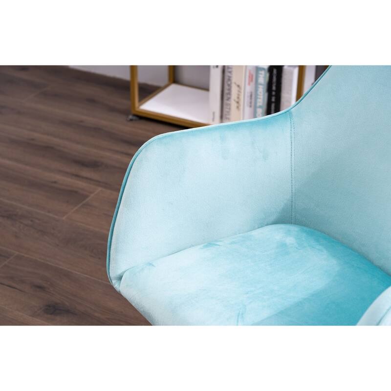 Modern Upholstered Home Office Chair with Adjustable Height & Gold Metal Legs, 360° Swivel
