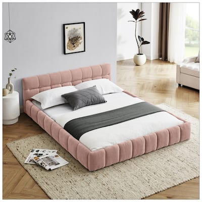 Queen Size Upholstered Bed Frame with Thick Fabric