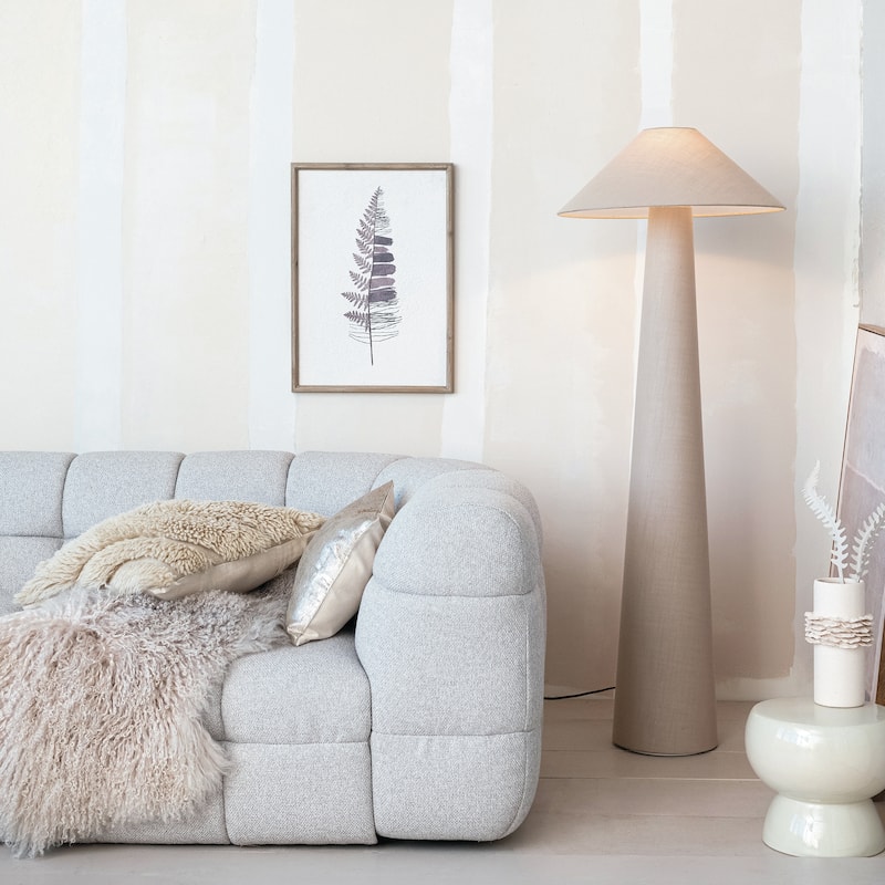 Linen Floor Lamp with Shade and Inline Foot Switch