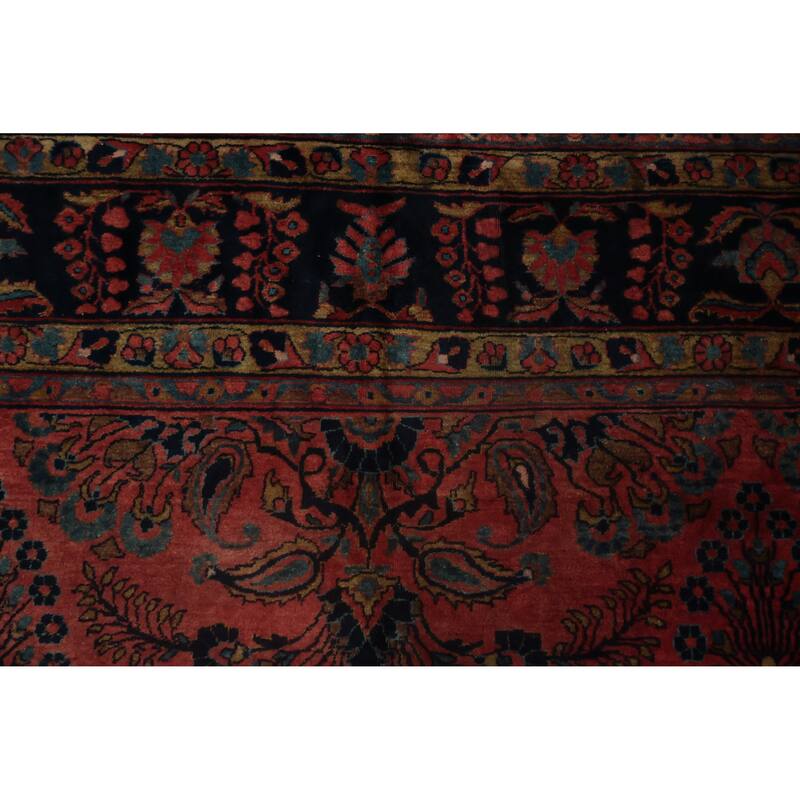 Hand Knotted Oriental 100% Wool Carpet Traditional Floral Pink Sarouk Area Rug - 13' 3'' X 10' 3''