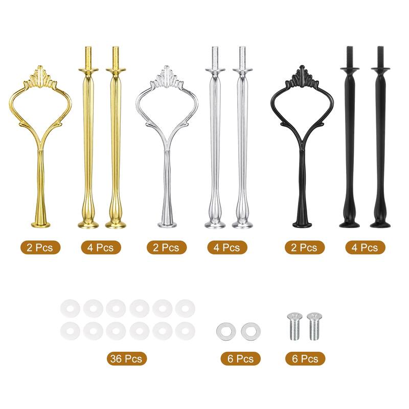 6 Set 3-Tier Cupcake Stand Hardware Handles with Screws Crown Gold/Silver/Black - Gold Silver Black