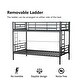 preview thumbnail 7 of 7, Black Metal Twin over Twin Bunk Bed with Removable Ladder - Full-Length Guardrails