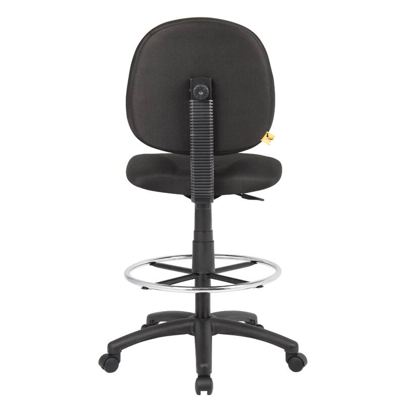 Zem Drafting Stool with Footring, Black Crepe Contoured Back & Seat