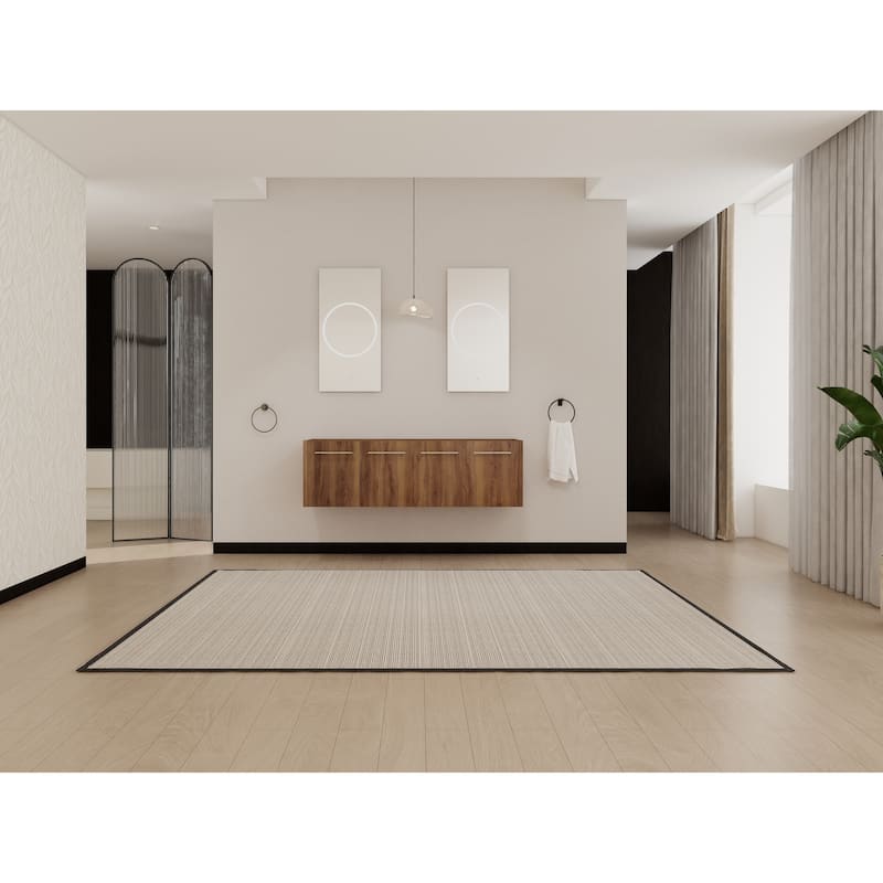 Modern 60 Inch Wall-Mounted Bathroom Vanity Base with Soft-Close Doors, No Sink Included