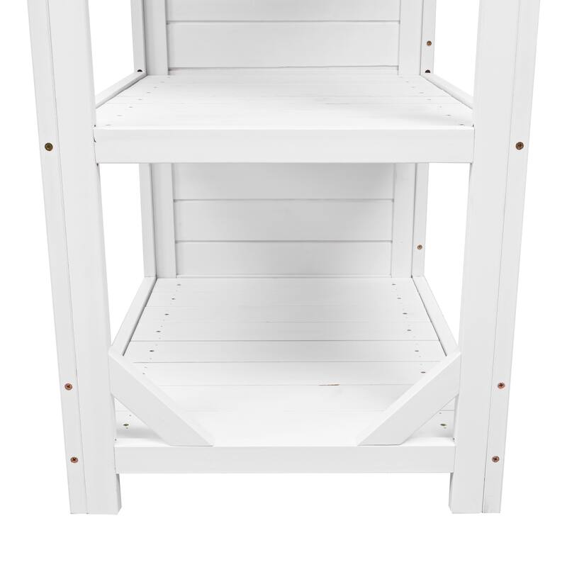 Outdoor Wood Potting Bench with Pegboard, Cabinet & Shelves, Garden Work Table with Hooks and Drawer