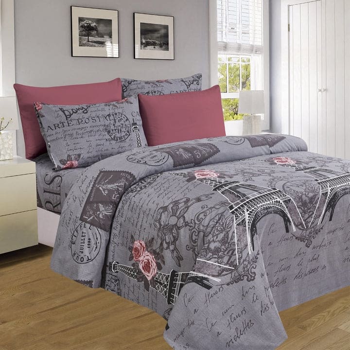 PREMIUS Premium Bonjour 4 & 6 Piece Microfiber Printed Wrinkle-Free Sheet Set - Queen