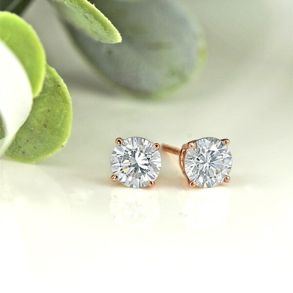 Auriya 14k Gold 1ctw Round Moissanite Stud Earrings - 5 mm. Opens flyout.