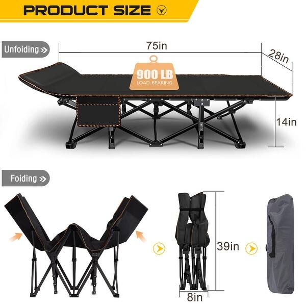 Folding Camping Cots for Adults Heavy Duty Cot with Mattress, Portable Sleeping Cot Bed with