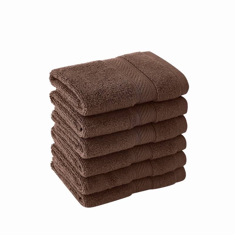 Royal Velvet Regal Plush Towel Collection - 6 Hand Towels - Brown