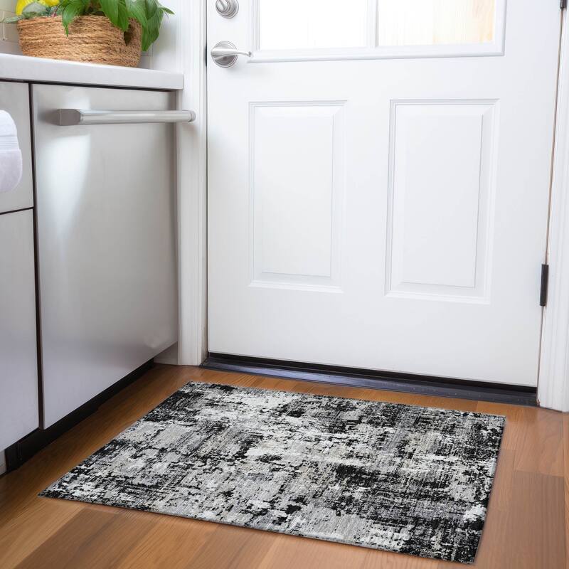 Premium Washable Super Soft Abstract Acree Mayfield Rug - Black - 1'8" x 2'6"