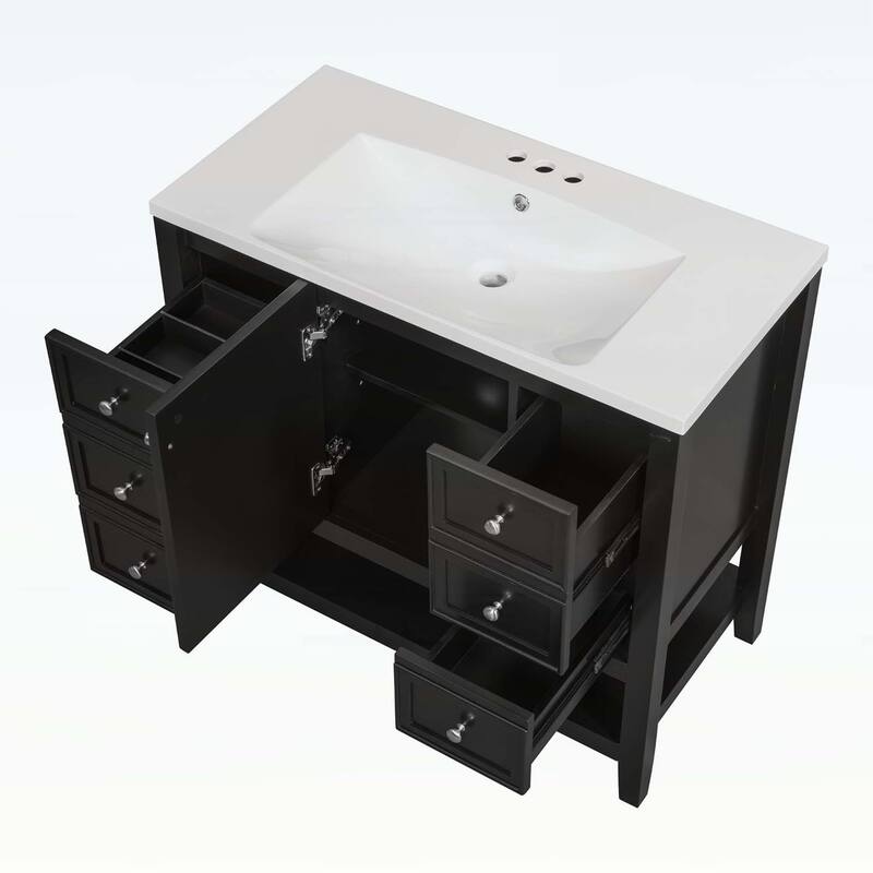 Bathroom Vanity with Sink,Cabinet,and Drawers,Open Shelf