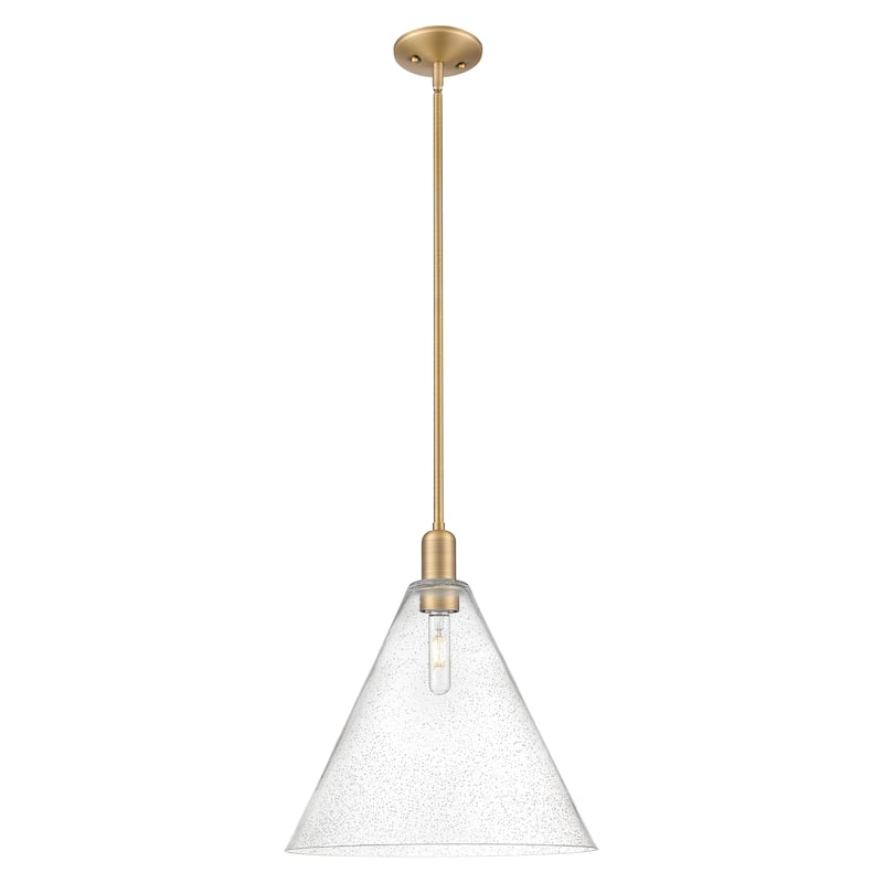 Innovations Lighting Endless Possibilities Arcadia - Berkshire Glass - 1 Light 16" Stem Hung Mini Pendant - Brushed Brass/Seedy