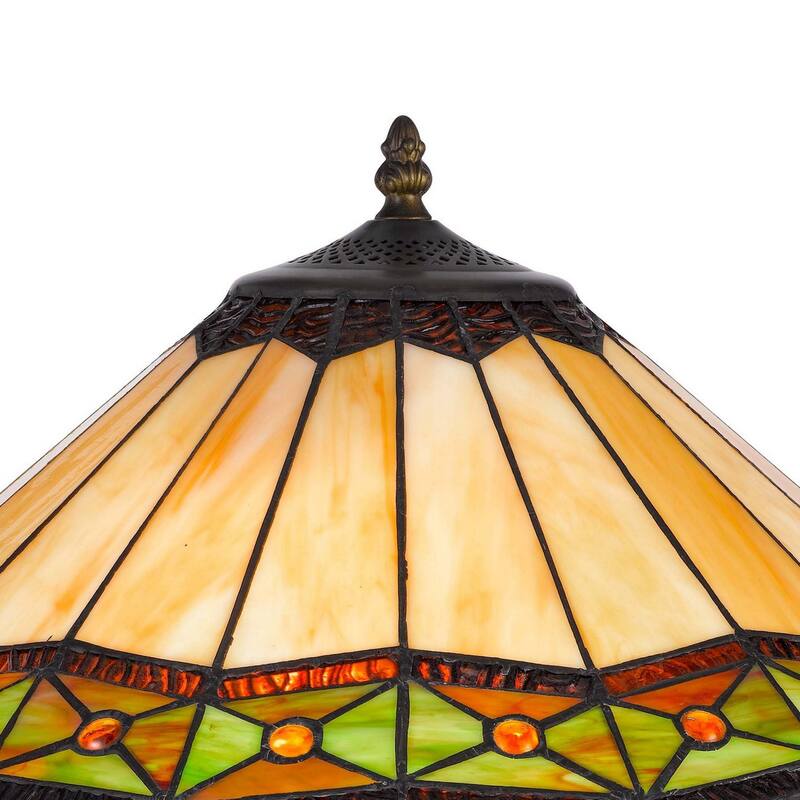 Dio 62 Inch Table Lamp, Colorful Tiffany Style Stained Glass, Bronze Resin