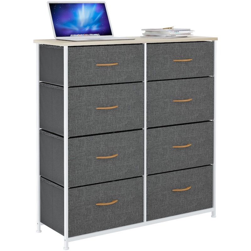 Modern Wide Dresser Storage Tower with 8 Drawers
