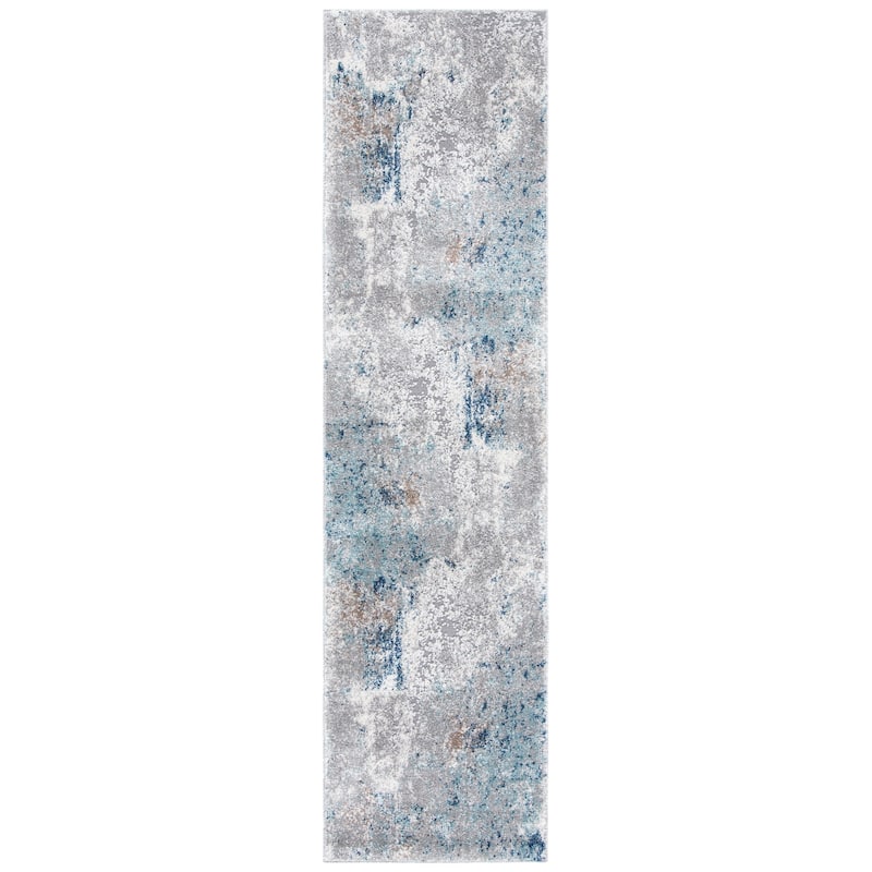 SAFAVIEH Aston Adosinha Modern Abstract Rug - 2' x 8' Runner - Grey/Blue