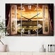 preview thumbnail 1 of 4, Designart 'Open Window to Rural Landscape' Cottage 3 Panels Oversized Wall CLock - 36 in. wide x 28 in. high - 3 panels