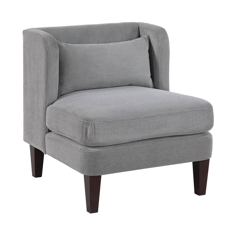 Clara 27.5" Corduroy Fabric Accent Chair - Matching Pillow - Dark Gray