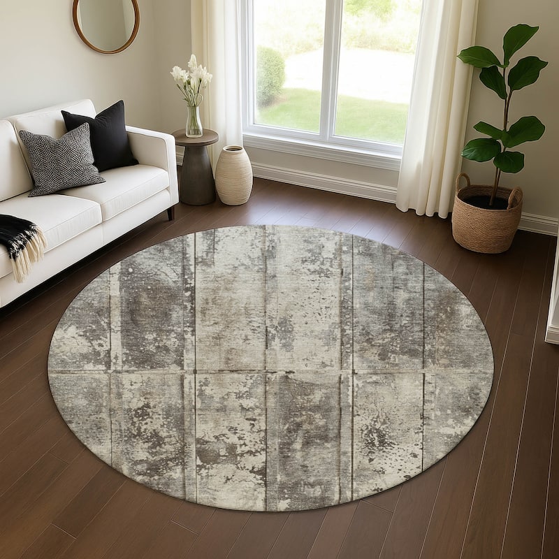 Premium Washable Super Soft Modern Panel Mayfield Rug - Taupe - 8' x 8'