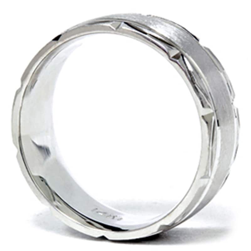 Mens Brushed Wedding Band White Gold
