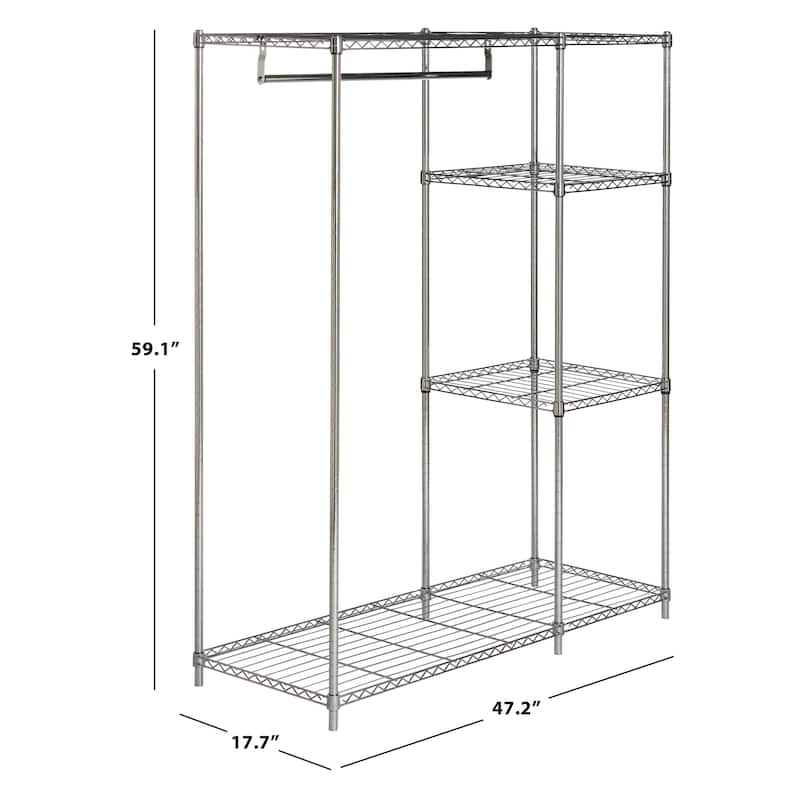 SAFAVIEH Storage Renita Chrome Wire Adjustable Garment Rack - 47.2" x 17.7" x 59.1" - 47Wx18Dx59H