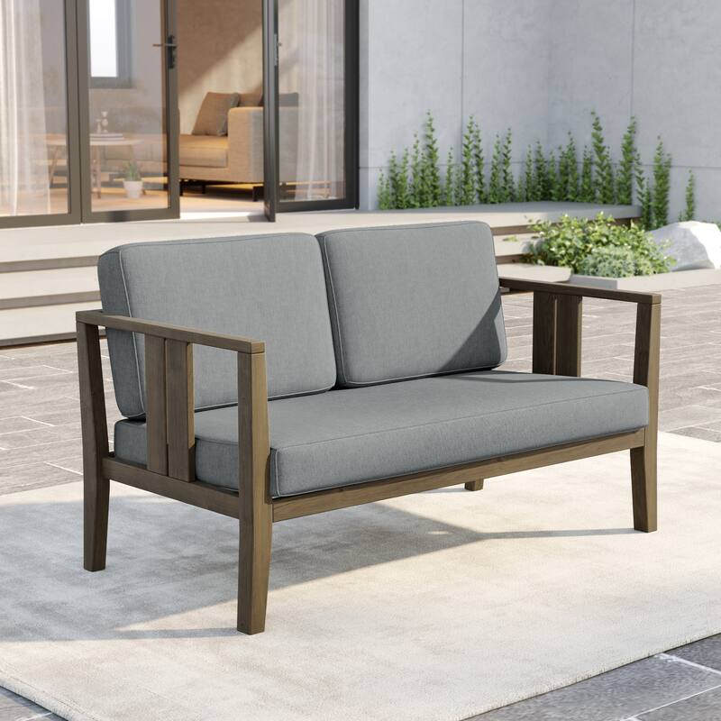 Outdoor Teak Solid Wood Patio Furniture Set Loveseat Armchair Table Collection