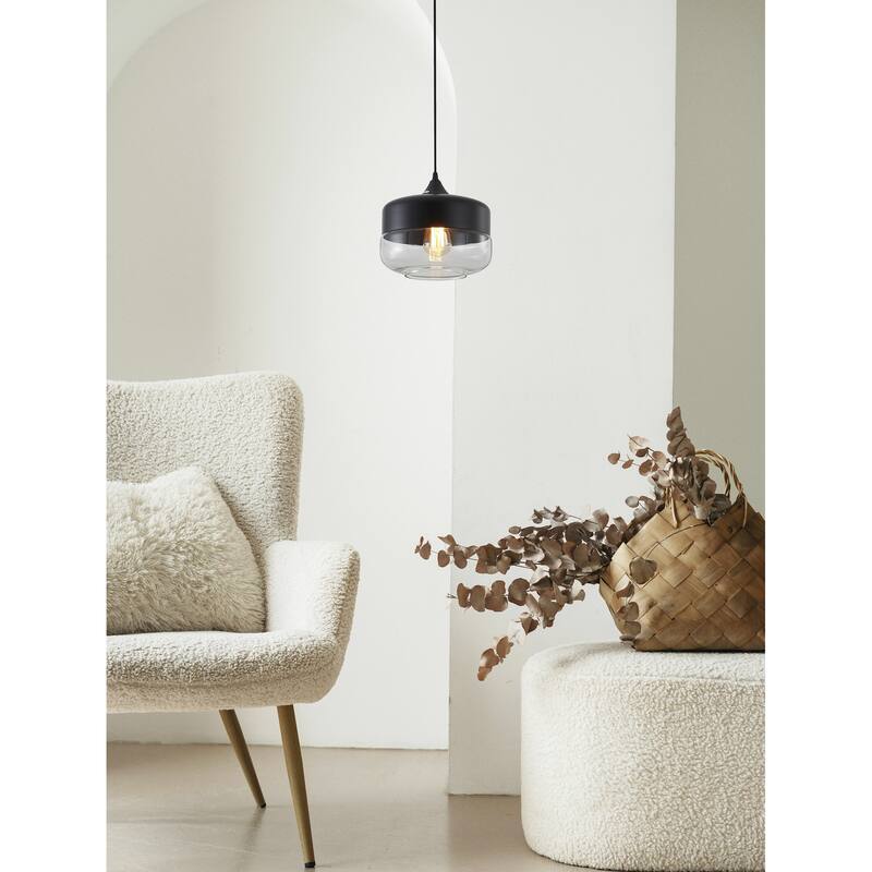 1-Light Matte Black Wall Sconce With A Clear Glass Shade